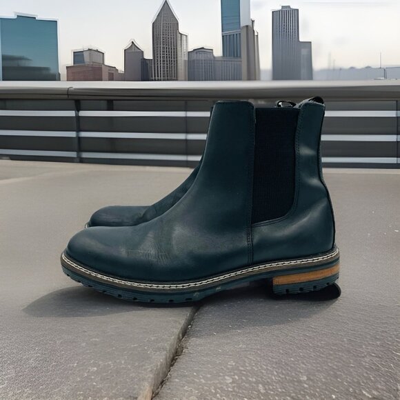 Crevo Boots Mens Size 12 Black Leather Slip On Zipper Hawson Chelsea Heeled Shoe - Picture 2 of 11